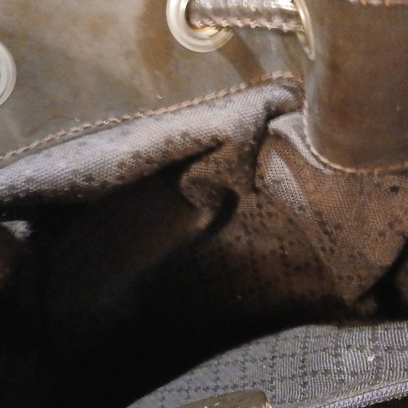 Authentic Gucci Vintage Bamboo Drawstring Shoulder Bag Nylon Leather Dark Brown - Picture 15 of 16